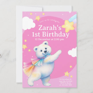 Convites Zarah the Dancing Polar Bear Birthday Invitations