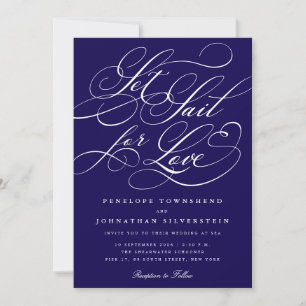 Convites Zarre para o Amor Caligrafia Casamento Azul Marinh