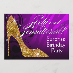 Convites Zebra 60 do estilete do brilho & aniversário