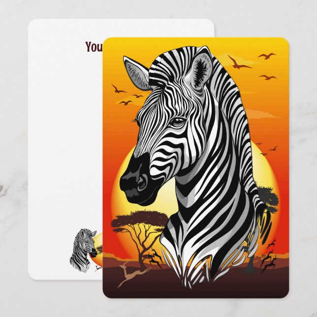 Convites Zebra African Savanna Wild Animal (Frente/Verso)