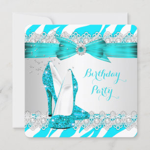 Convites Zebra Azul Escarpim com Laço Pérola Aniversário