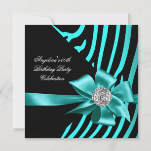 Convites Zebra Azul Prata Jóia Preto Elegante Festa