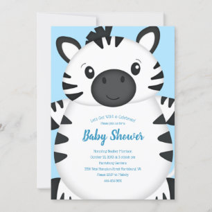 Convites Zebra Chá de fraldas Safari Blue Boy