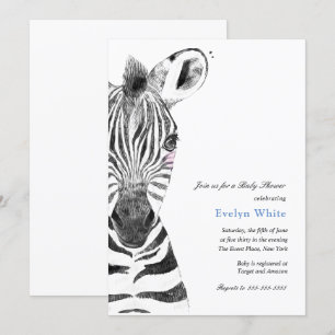 Convites Zebra da Aquarela CHÁ DE FRALDAS