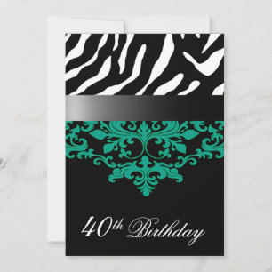 Convites Zebra Damask Fabuloso na Festa de aniversário 40