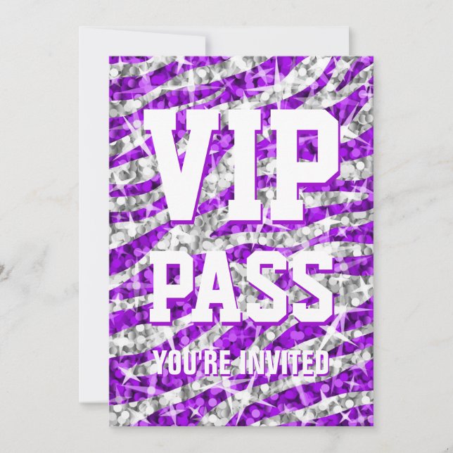 Convites Zebra do "convite do Glitz da PASSAGEM VIP" (Frente)
