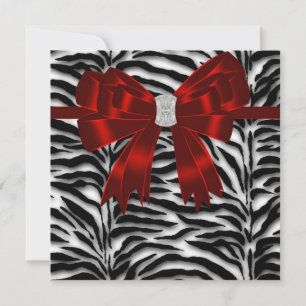 Convites Zebra Elegante Vermelho e Preto para Todas as Ocas