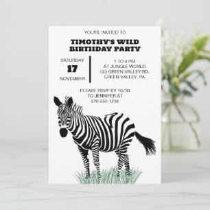 Convites Zebra Preto e Branco na Festa da Grama