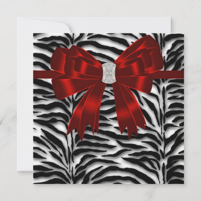 Convites Zebra Preto Vermelho para Todas as Ocasiões (Frente)