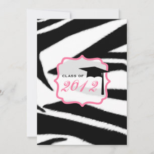 Convites Zebra Print e Pink Class of 2012 Graduation