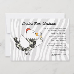 Convites Zebra Print Engraçado Hen - Bachelorette do Partid