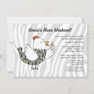 Convites Zebra Print Engraçado Hen - Bachelorette do Partid