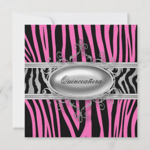 Convites Zebra Quinceanera rosa