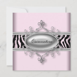 Convites Zebra Rosa Quinceanera