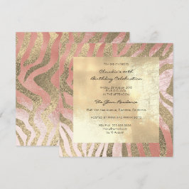 Convites Zebra Safari Pele Rosa Rosa Rosa Rosa Rosa Dourada