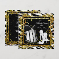 Zebra Salto Alto Dourado Preto Espartilho Aniversá