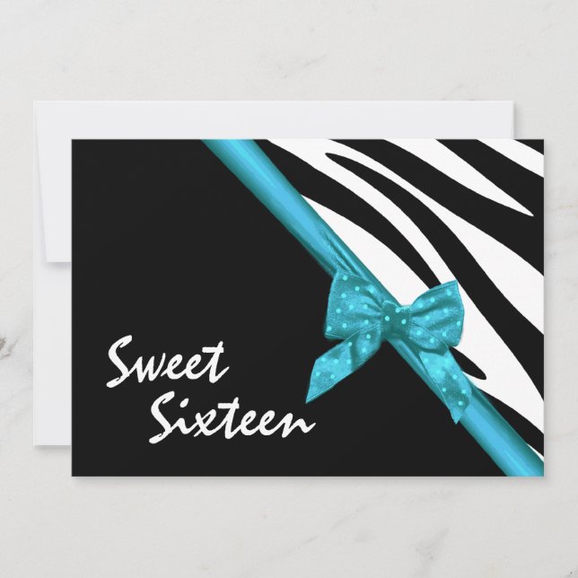 Convites Zebra Stripes e Ribbon Sweet 16 (Frente)
