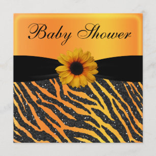 Convites Zebra, Sunflower Animal Print Glitter Chá de fral
