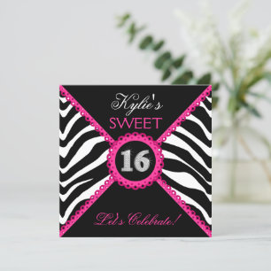 Convites Zebra Sweet Sessenta Lace Bling Rosa