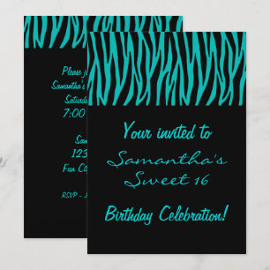 Convites Zebra Teal