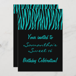 Convites Zebra Teal Personalizada