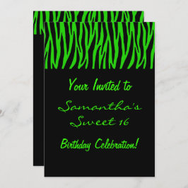 Convites Zebra Verde Personalizada