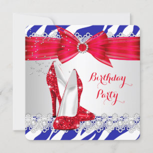 Convites Zebra Vermelho Branco Azul Salto Corda Pérola Aniv