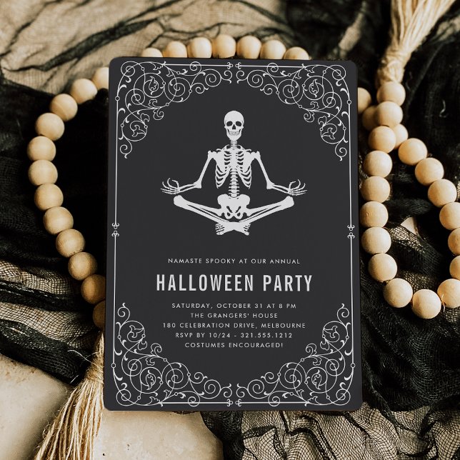 Convites Zen Skeleton Halloween Party (Criador carregado)