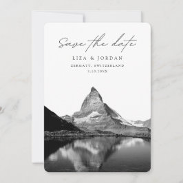 Convites Zermatt Salve a Suiça de data preto e branco
