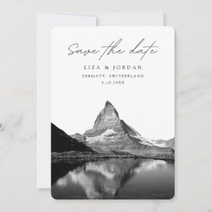 Convites Zermatt Salve a Suiça de data preto e branco