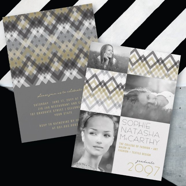 Convites Zig Zag verifica a Festa de formatura de fotos do  (Criador carregado)