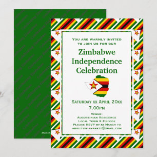 Convites ZIMBABWE INDEPENDÊNCIA CELEBRATION Bandeira do Zim