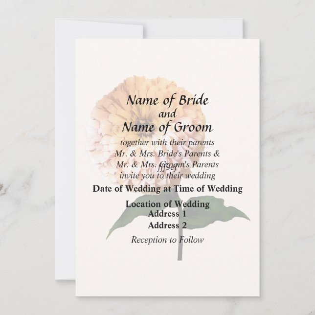 Convites Zinnia em Destaque (Frente)