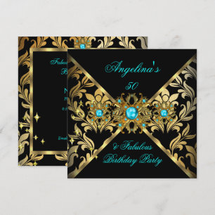 Convites ZIZZAGO DESIGN Deslumbrante Damasco Preto Dourado 