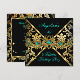 Convites ZIZZAGO DESIGN Fabulosa Festa Damasco Dourado Jade