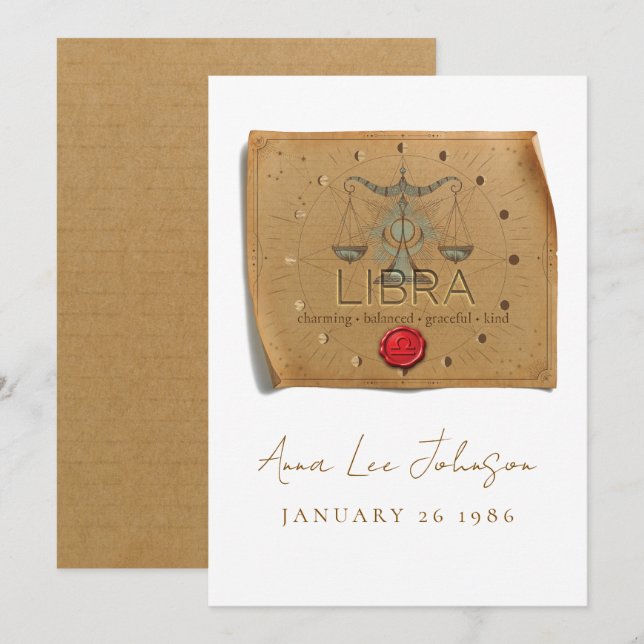 Convites ZODIAC - Libra - Personalized Birthday Card (Frente/Verso)