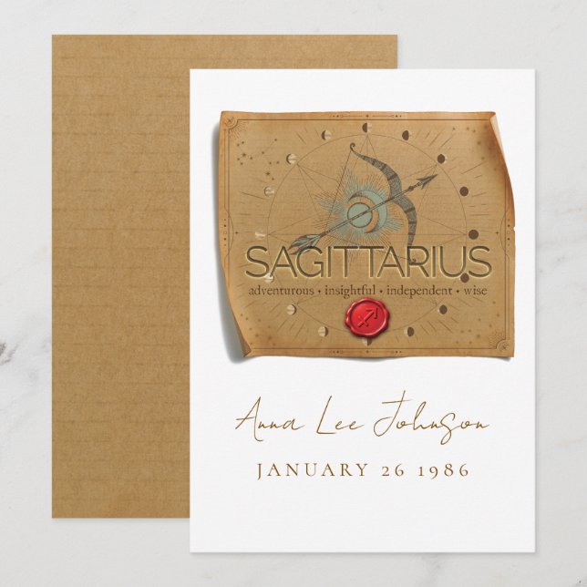 Convites ZODIAC - Sagittarius - Personalized Birthday Card (Frente/Verso)