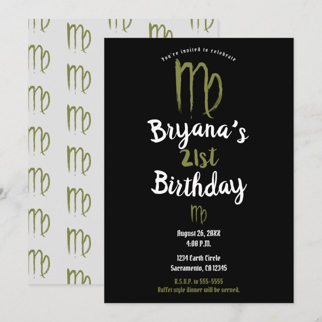 Convites Zodíaco VIRGEM Agosto Setembro Aniversário Astrolo (Frente/Verso)