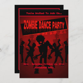 Convites Zombie Dance Party Black & Orange