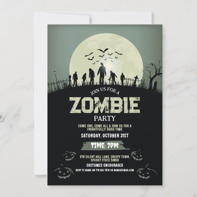Convites Zombie Halloween Party Horror (Frente)