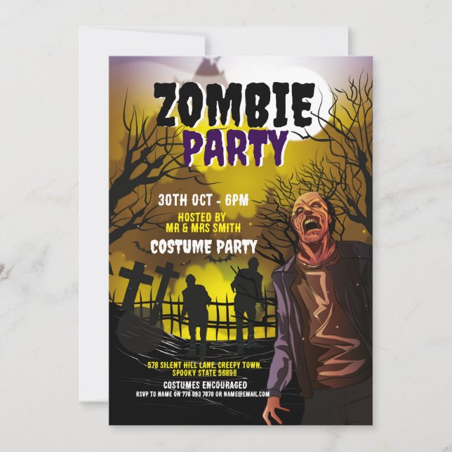 Convites Zombie Halloween Party Horror (Frente)