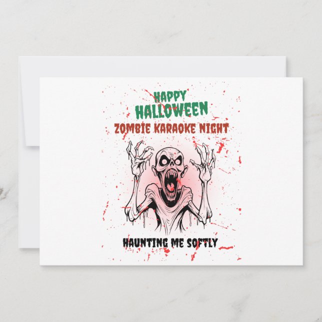 Convites Zombie Karaoke Night – Funny Halloween Party (Frente)