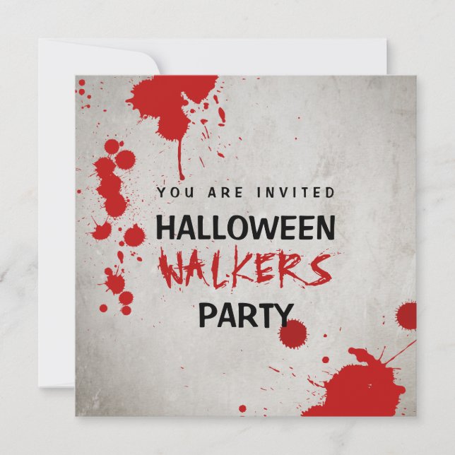 Convites Zombie Walkers Bloodstered Festa de Halloween (Frente)