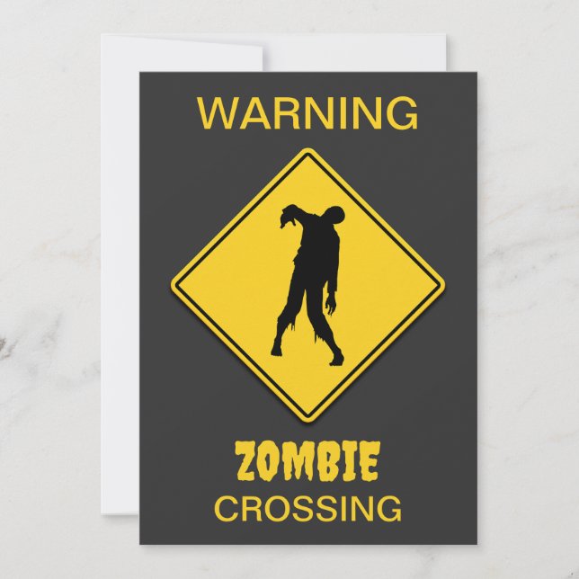 Convites Zombie Warning Halloween (Frente)