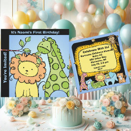 Convites Zoo Animal Giraffe Lion Birthday Convidados Person
