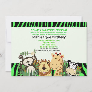 Convites ZOO TRW 5 x 7 Trendy Zebra Stripe Jungle Party