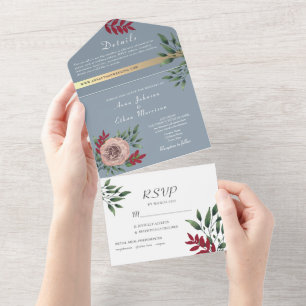 Convocação All-in-One da Rússia Floral Azul Dusty