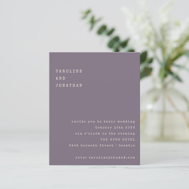 Convocação de Casamento de Tipo de Escritor Roxo d (Em pé/Frente)