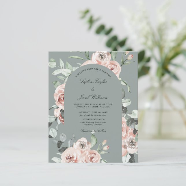 Convocação De Casamento Eucalyptus Floral (Em pé/Frente)