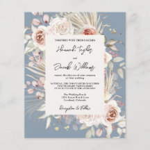Convocação para Casamento Russo Floral Azul Dusty
